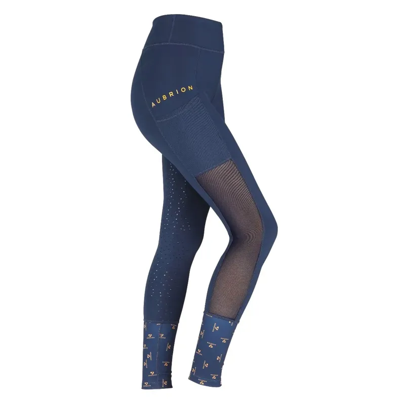 Aubrion Elstree Mesh Riding Tights Maids - Navy